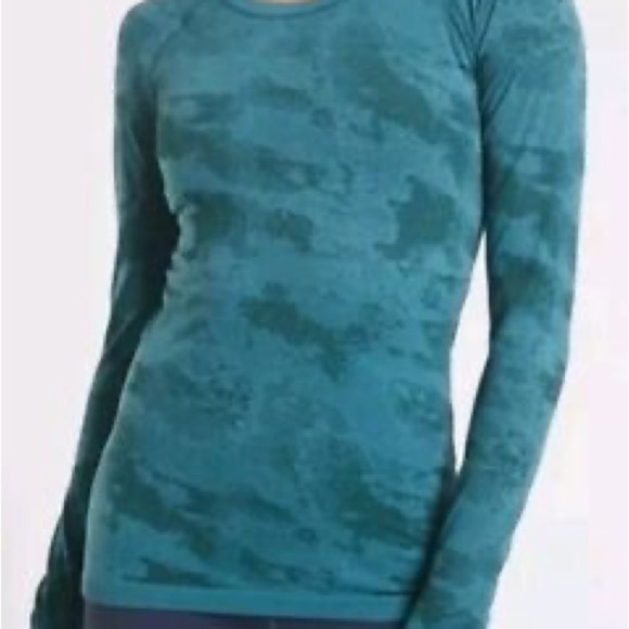 Lululemon Teal Camouflage Long Sleeve Shirt - Picture 1 of 6